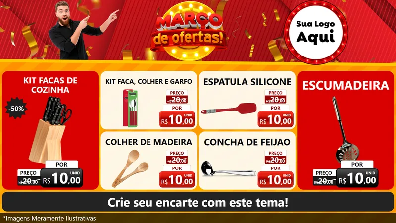 Modelo de TV para TV Horizontal com o tema Março de Ofertas! para Utilidades Domésticas