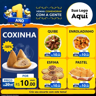 Modelo de Rede Social para Feed Facebook com o tema Um Ano de Aniversário para Salgadaria