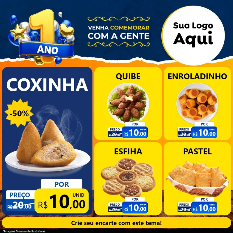 Modelo de Rede Social para Feed Facebook com o tema Um Ano de Aniversário para Salgadaria
