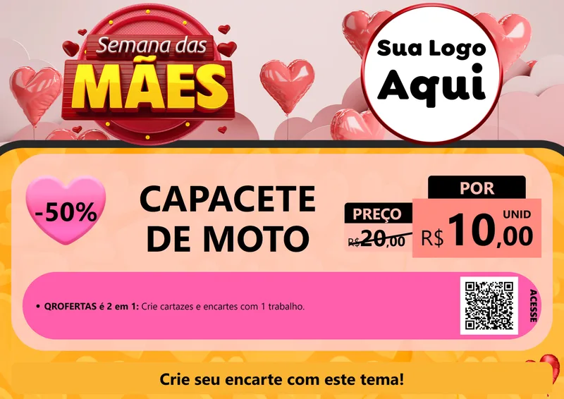 Modelo de Cartaz para Cartaz A4 Horizontal com o tema Semana das Mães para Moto peças