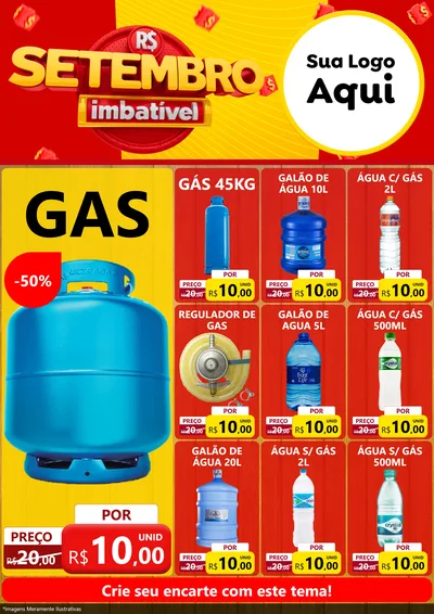 Modelo de Encarte para Encarte A4 Vertical com o tema Setembro Imbatível para Água e gás