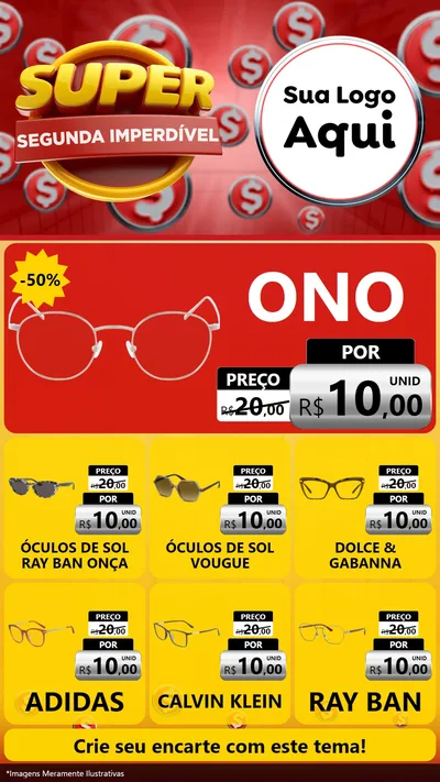 Modelo de Rede Social para Stories com o tema Super Segunda Imperdível para Óticas