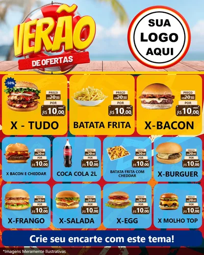 Modelo de Rede Social para Feed Instagram com o tema Verão de Ofertas para Hamburgueria