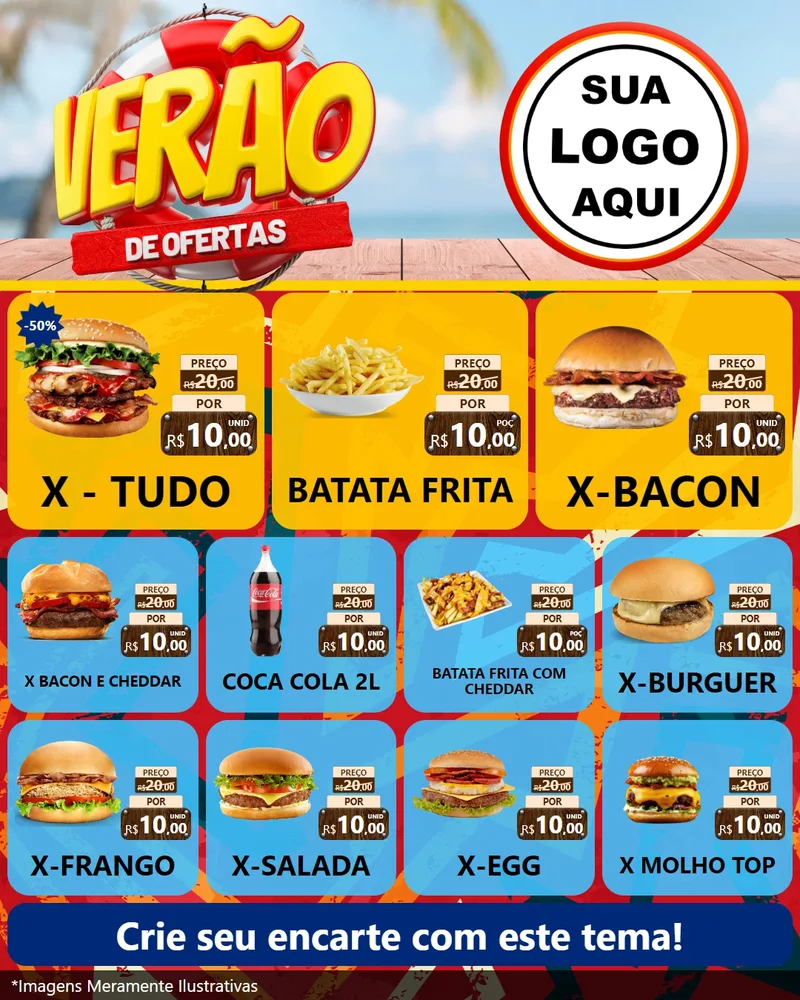 Modelo de Rede Social para Feed Instagram com o tema Verão de Ofertas para Hamburgueria