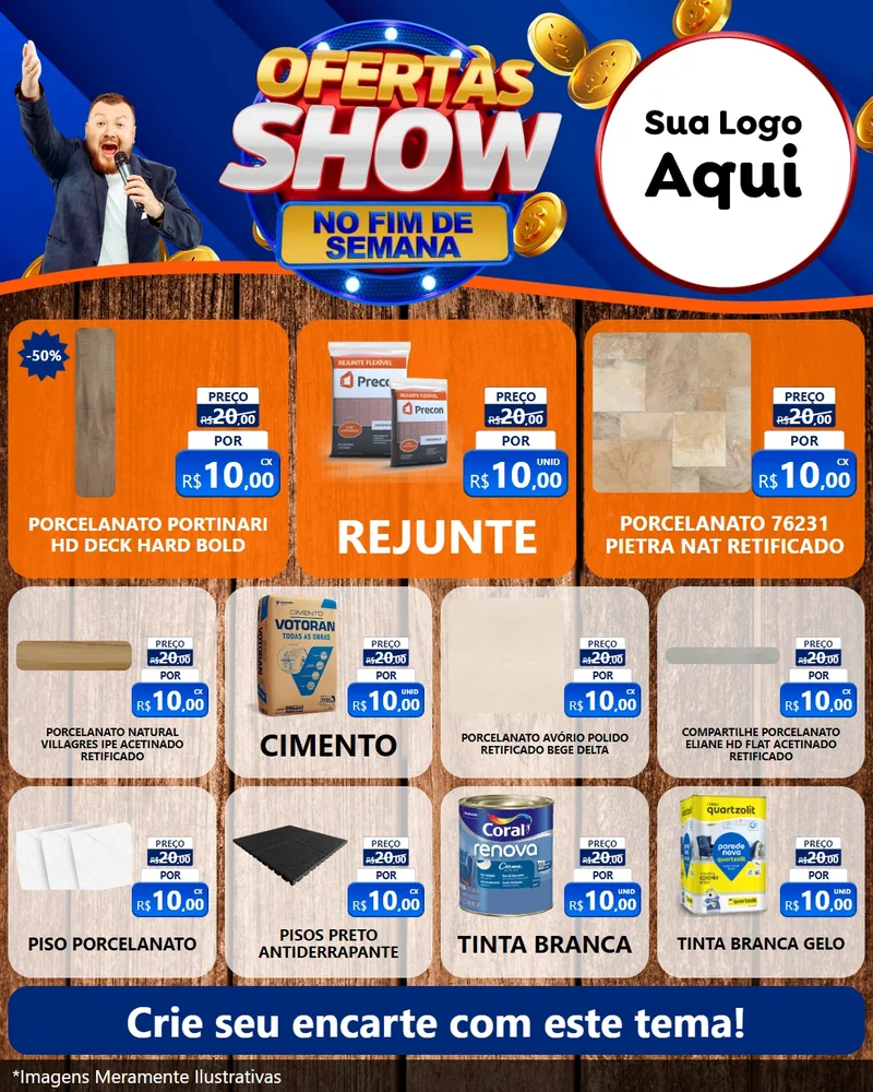 Modelo de Rede Social para Feed Instagram com o tema Ofertas Show No Fim De Semana para Pisos e revestimentos
