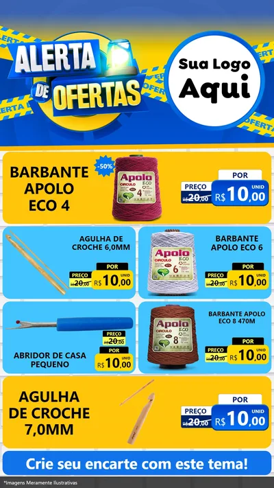 Modelo de TV para TV Vertical com o tema Alerta de Ofertas para Armarinho e Aviamentos