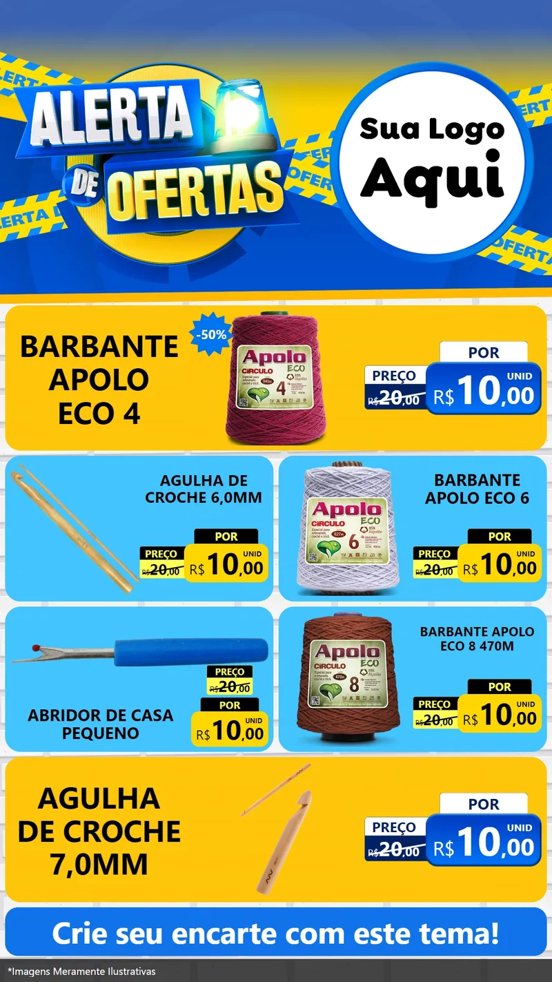 Modelo de TV para TV Vertical com o tema Alerta de Ofertas para Armarinho e Aviamentos