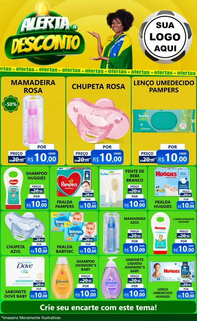 Modelo de Encarte para Encarte Grande com o tema Alerta de Desconto para Bebês
