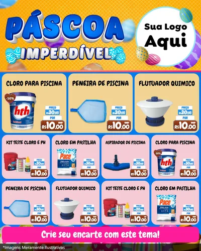 Modelo de Rede Social para Feed Instagram com o tema Páscoa Imperdível para Produtos para Piscina