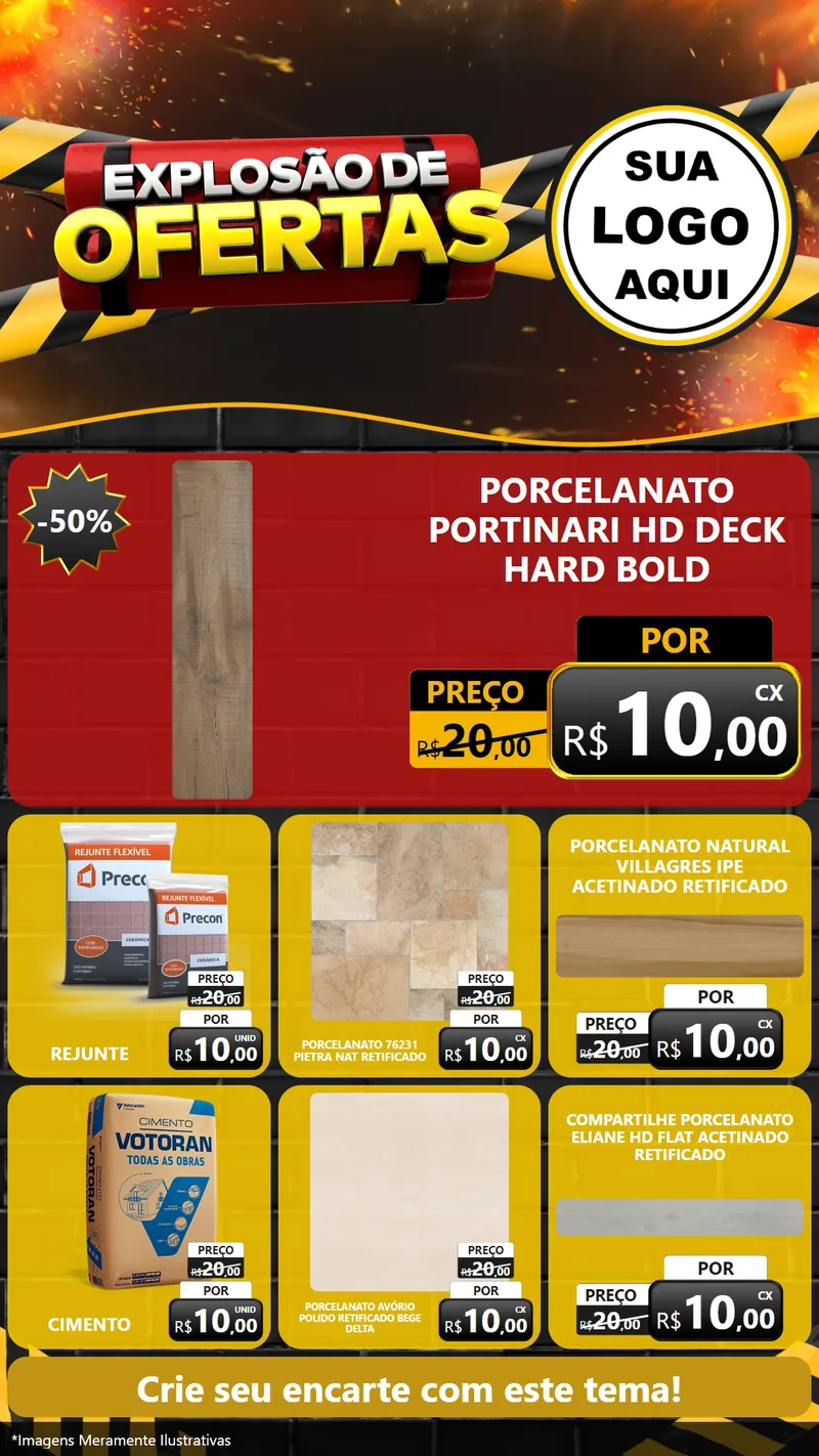 Modelo de Rede Social para Stories com o tema Explosão de Ofertas para Pisos e revestimentos
