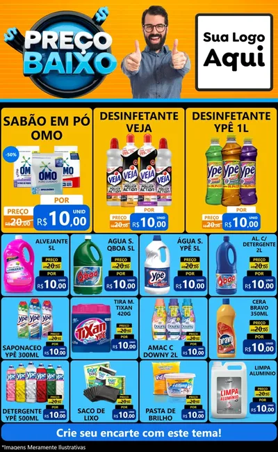 Modelo de Encarte para Encarte Grande com o tema Preço Baixo para Produtos de Limpeza