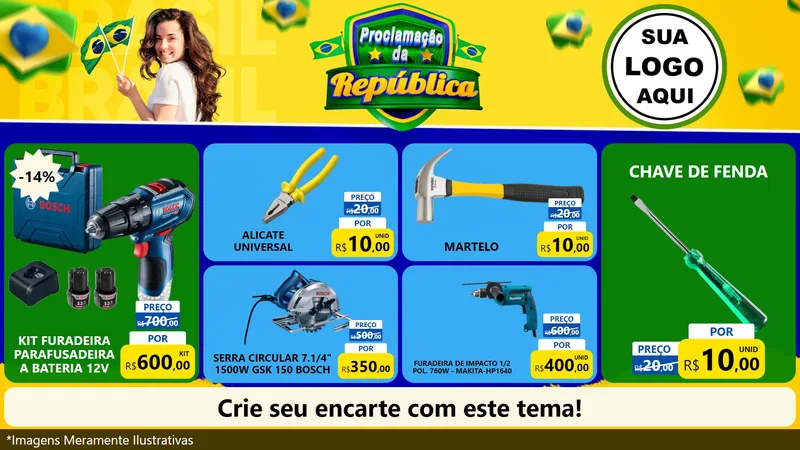 Modelo de TV para TV Horizontal com o tema Proclamação da República para Maquinas e Ferramentas