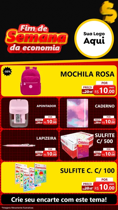 Modelo de TV para TV Vertical com o tema Fim de Semana da Economia para Papelaria