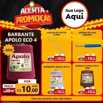 Modelo de Rede Social para Feed Facebook com o tema Alerta de Promoção para Armarinho e Aviamentos