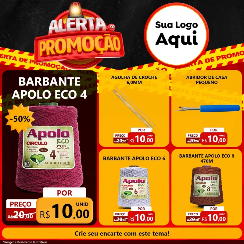 Modelo de Rede Social para Feed Facebook com o tema Alerta de Promoção para Armarinho e Aviamentos