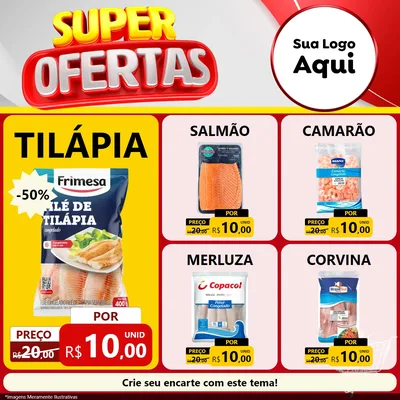 Modelo de Rede Social para Feed Facebook com o tema Super Ofertas para Peixaria