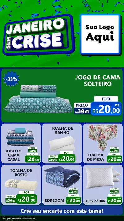 Modelo de Rede Social para Stories com o tema Janeiro Sem Crise para Cama, Mesa e Banho