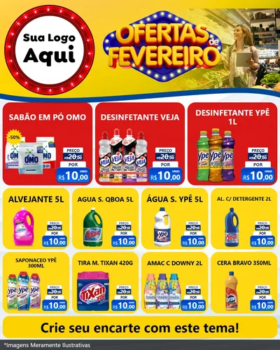 Modelo de Rede Social para Feed Instagram com o tema Ofertas de Fevereiro para Produtos de Limpeza