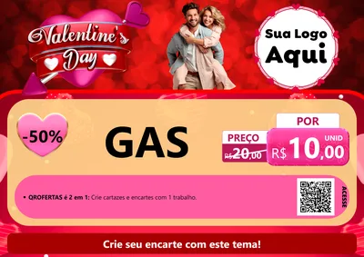 Modelo de Cartaz para Cartaz A4 Horizontal com o tema Valentine's Day para Água e gás