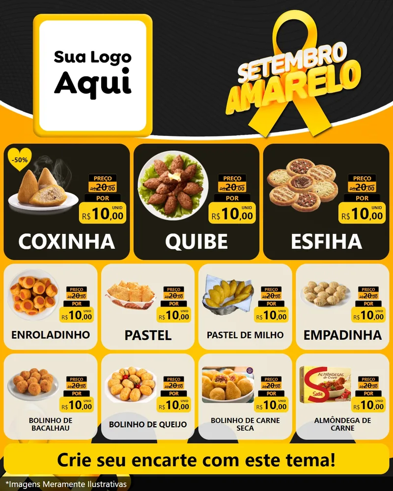 Modelo de Rede Social para Feed Instagram com o tema Setembro Amarelo para Salgadaria