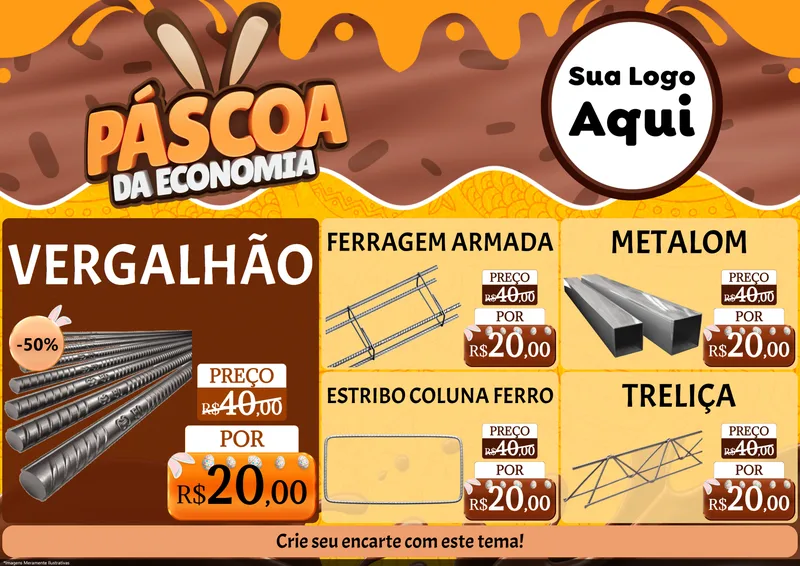 Modelo de Encarte para Encarte A4 Horizontal com o tema Páscoa da Economia para Ferragens