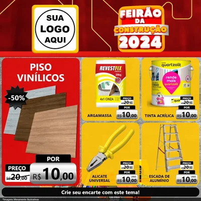 Modelo de Rede Social para Feed Facebook com o tema Feirão da Construção 2024 para Material para Construção