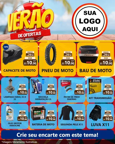 Modelo de Rede Social para Feed Instagram com o tema Verão de Ofertas para Moto peças