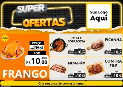 Modelo de Encarte para Encarte A4 Horizontal com o tema Super Ofertas para Assados