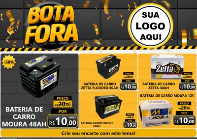 Modelo de Encarte para Encarte A4 Horizontal com o tema Bota Fora para Baterias Elétricas