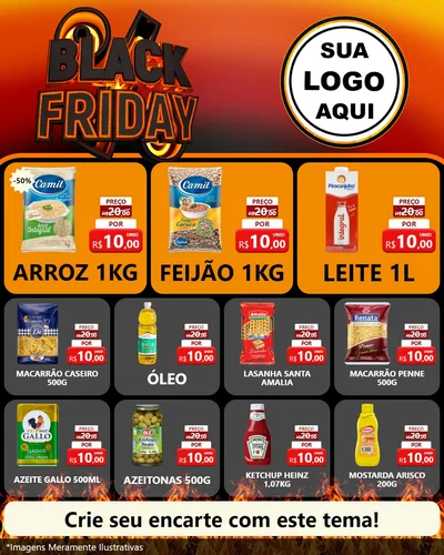 Modelo de Rede Social para Feed Instagram com o tema Black Friday para Supermercado