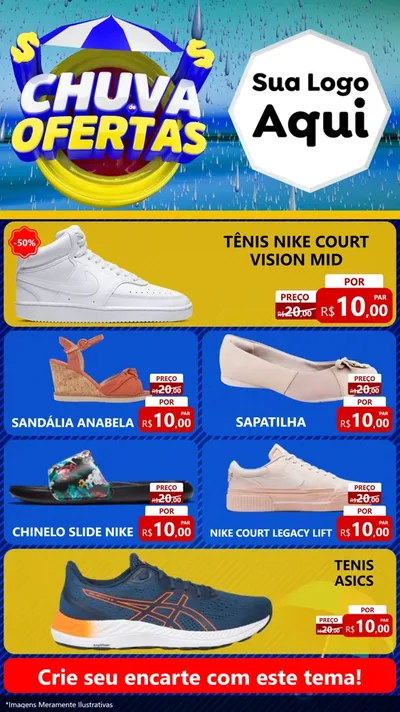 Modelo de TV para TV Vertical com o tema Chuva de Ofertas para Calçados