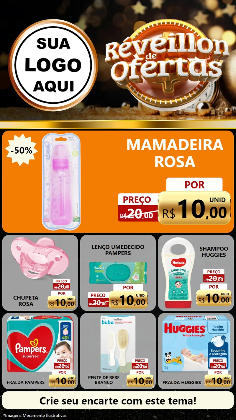 Modelo de Rede Social para Stories com o tema Réveillon de Ofertas para Bebês