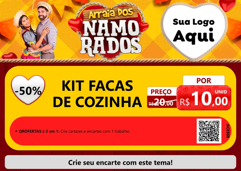 Modelo de Cartaz para Cartaz A4 Horizontal com o tema Arraiá dos Namorados para Utilidades Domésticas