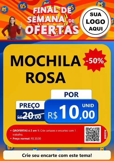 Modelo de Cartaz para Cartaz A4 Vertical com o tema Final de Semana de Ofertas para Papelaria