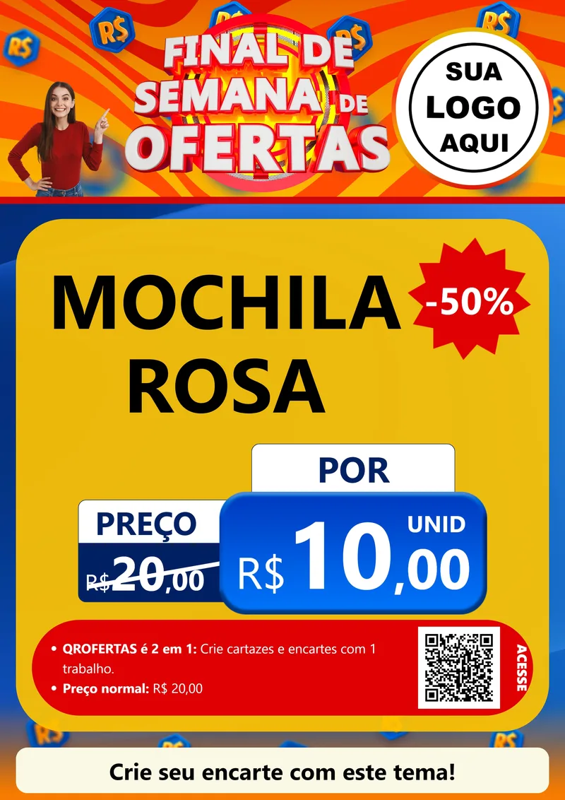 Modelo de Cartaz para Cartaz A4 Vertical com o tema Final de Semana de Ofertas para Papelaria