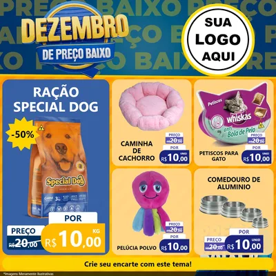 Modelo de Rede Social para Feed Facebook com o tema Dezembro de Preço Baixo para Pet Shop
