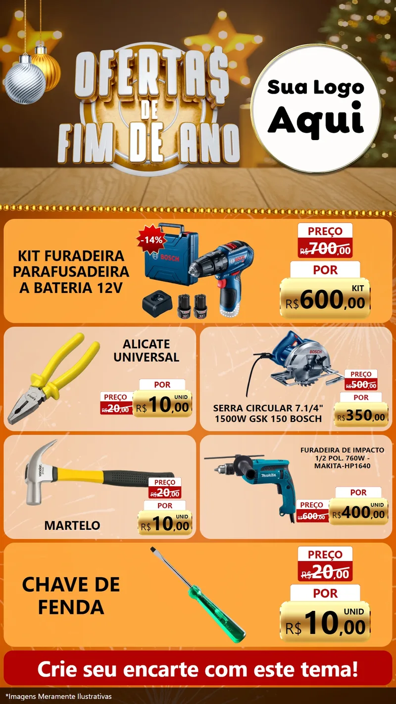 Modelo de TV para TV Vertical com o tema Ofertas de Fim de Ano para Maquinas e Ferramentas