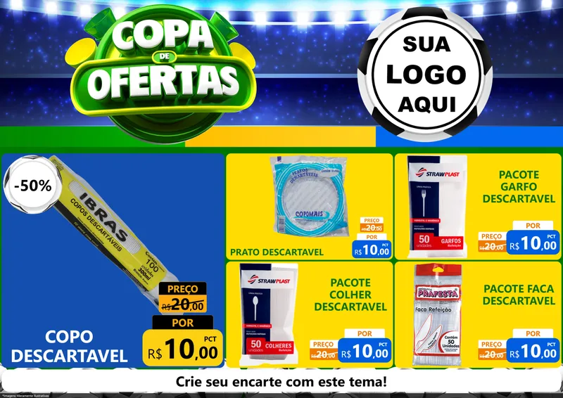 Modelo de Encarte para Encarte A4 Horizontal com o tema Copa de Ofertas para Embalagens