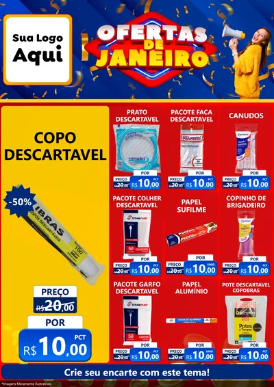 Modelo de Encarte para Encarte A4 Vertical com o tema Ofertas de Janeiro para Embalagens
