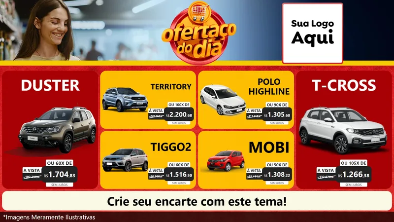 Modelo de TV para TV Horizontal com o tema Ofertaço Do Dia para Concessionaria de Carros