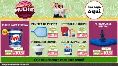 Modelo de TV para TV Horizontal com o tema Para Você Mulher para Produtos para Piscina