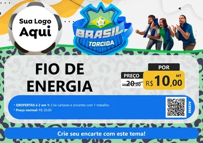 Modelo de Cartaz para Cartaz A4 Horizontal com o tema Brasil Torcida - Copa para Materiais Elétricos