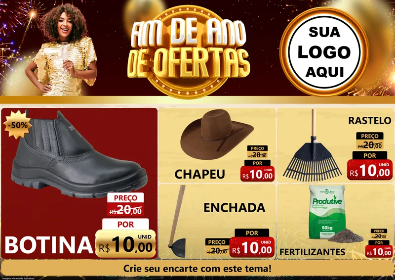 Modelo de Encarte para Encarte A4 Horizontal com o tema Fim de Ano de Ofertas para Agropecuária