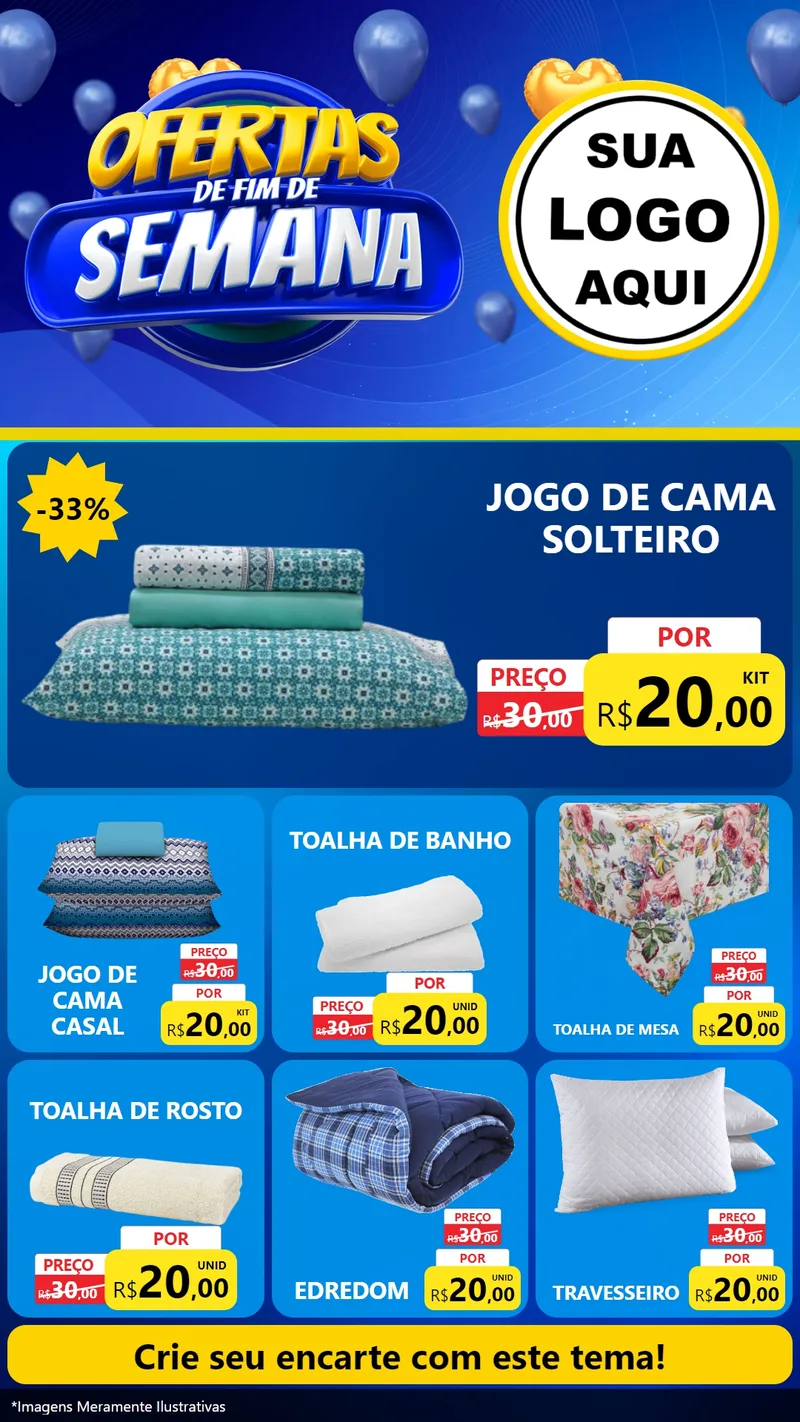Modelo de Rede Social para Stories com o tema Ofertas de Fim de Semana para Cama, Mesa e Banho
