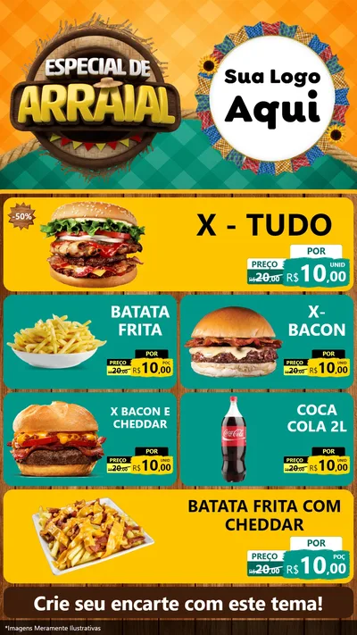Modelo de TV para TV Vertical com o tema Especial De Arraial para Hamburgueria
