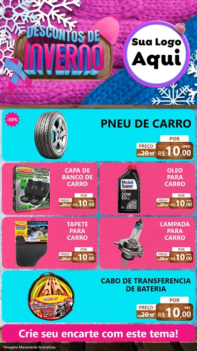 Modelo de TV para TV Vertical com o tema Descontos de Inverno para Auto peças