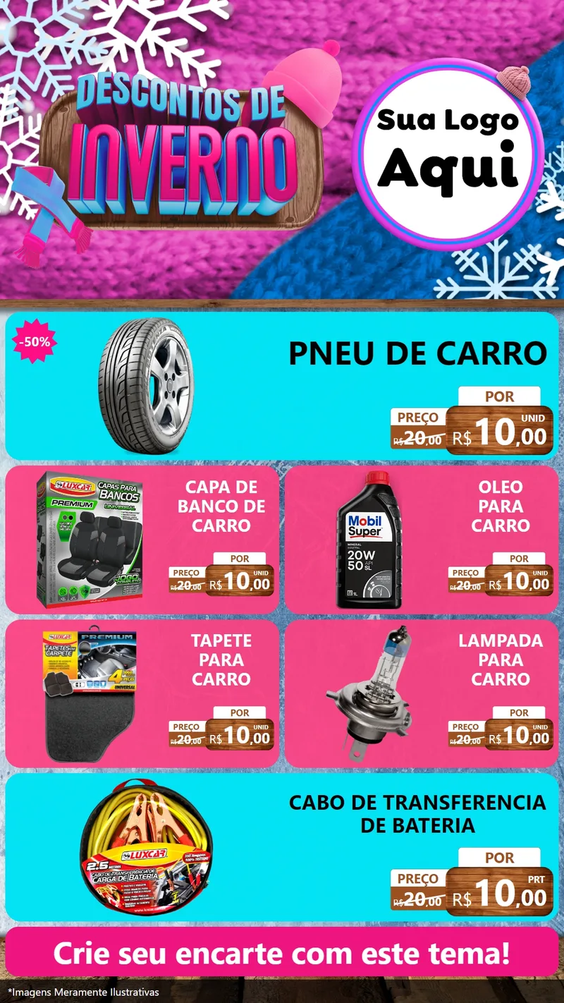 Modelo de TV para TV Vertical com o tema Descontos de Inverno para Auto peças