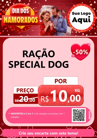 Modelo de Cartaz para Cartaz A4 Vertical com o tema Dia Dos Namorados para Pet Shop