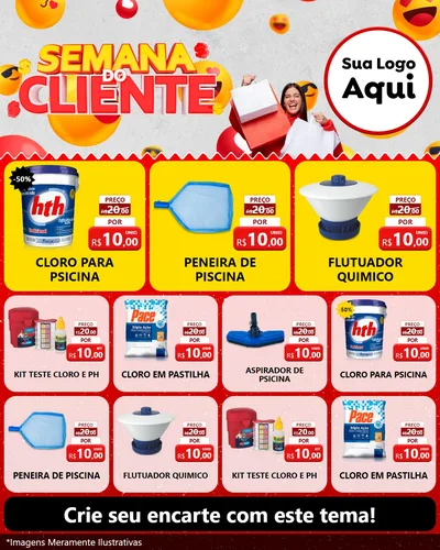 Modelo de Rede Social para Feed Instagram com o tema Semana do Cliente para Produtos para Piscina