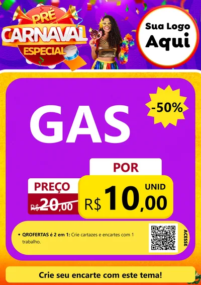 Modelo de Cartaz para Cartaz A4 Vertical com o tema Pré-Carnaval Especial para Água e gás